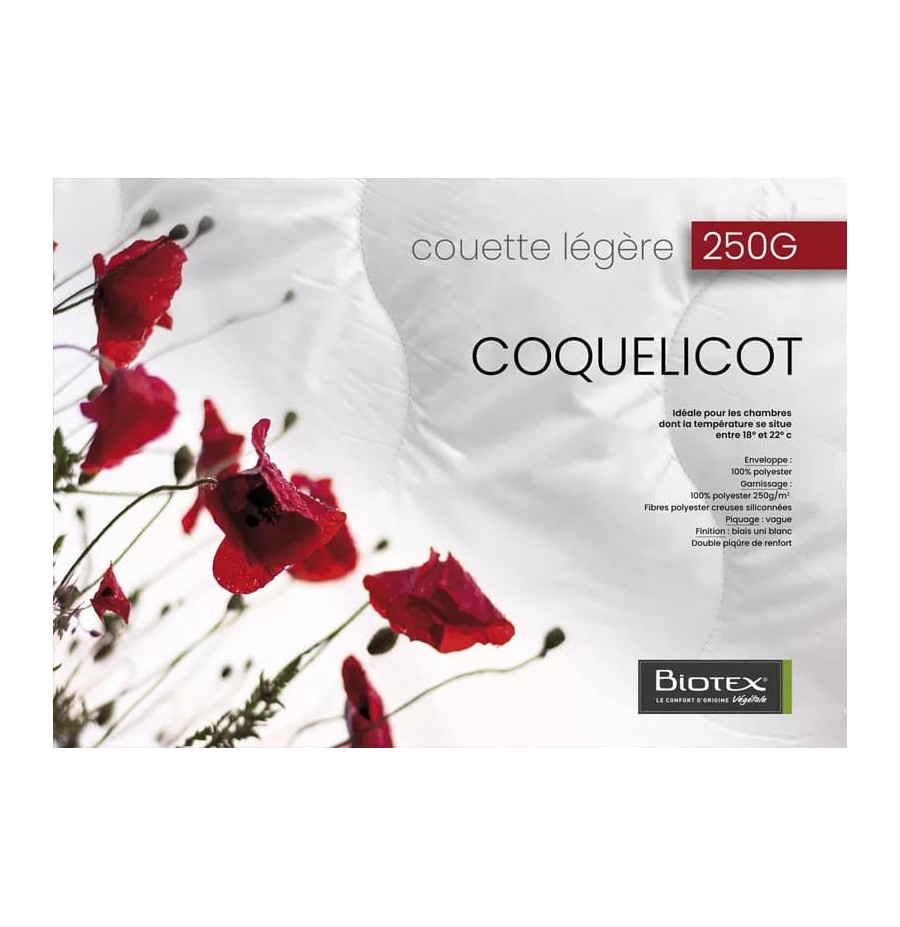 Couette synthétique Coquelicot 250g - Biotex Couette synthétique Coquelicot 250g - Biotex